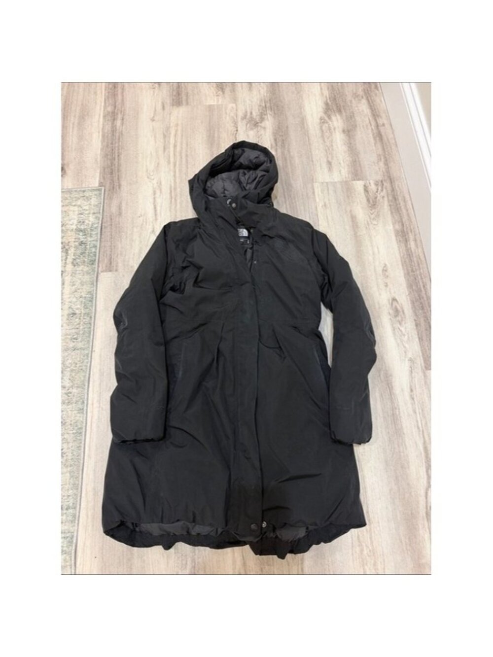 The North Face OUTLET Women's Black Longline Puffer Coat with Hood 550 MEDIUM
